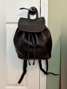 Coach Black Pebbled Leather Drawstring Backpack